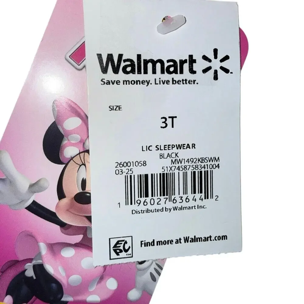 Minnie Mouse Baby Toddler Girls' One Piece Sleeper, Size 3T Disney pajamas new